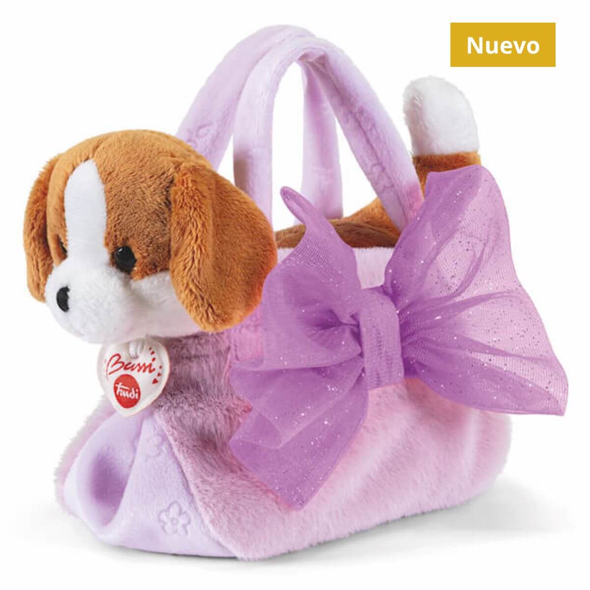 Perro en bolsa con lazo