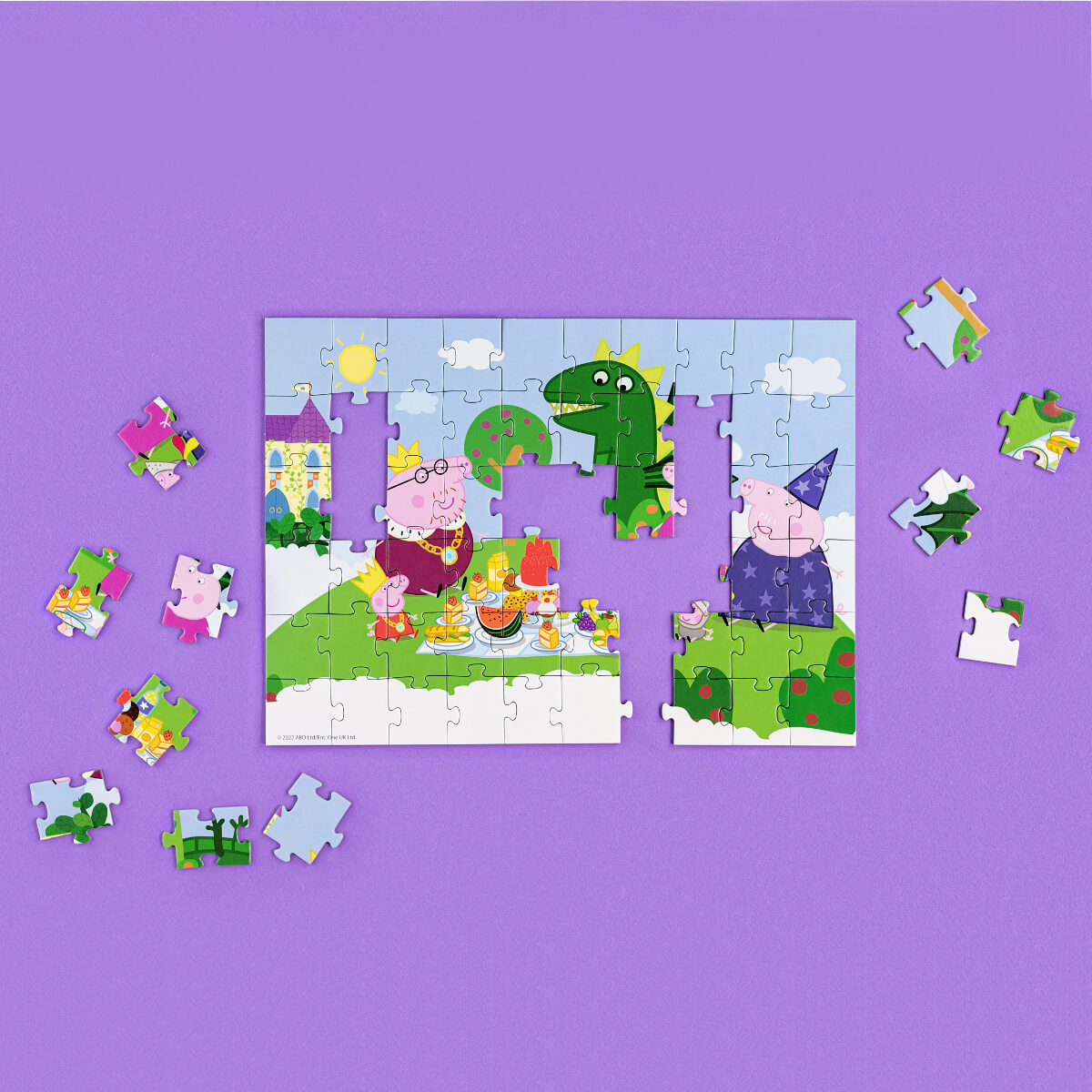 Puzzle 2 en 1 para colorear Peppa Pig Banquete (60 piezas)
