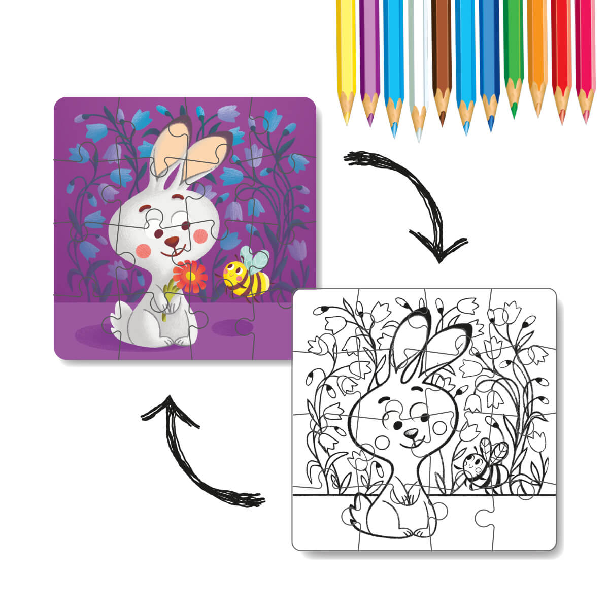 Puzzle para colorear 2 en 1 Conejo