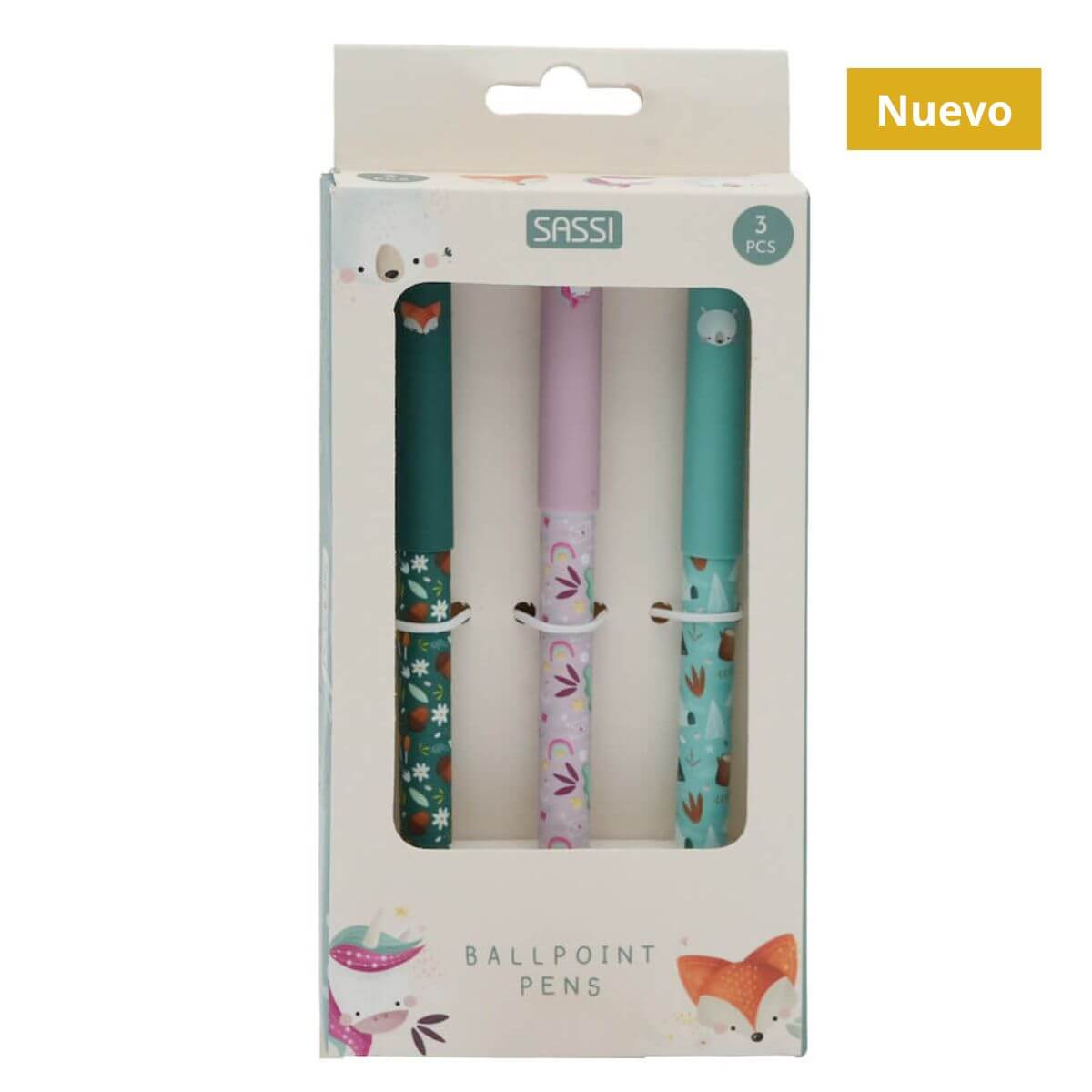 Set de 3 bolígrafos - Zorro, Unicornio y Oso Polar