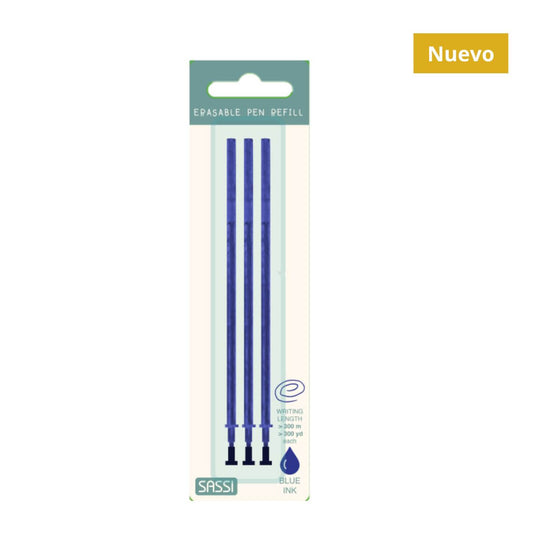 Set de 3 recambios para bolígrafos de gel borrables