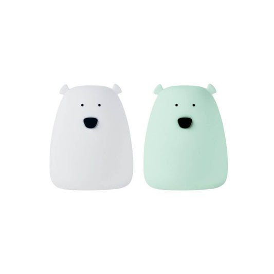 Set de 2 Mini Lámparas Oso Blanco & Menta