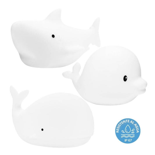 Set de 3 Mini Lámparas Océano: Delfín, Ballena y Tiburón