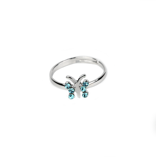  Anillo - Diamantes Mariposa Azul Claro