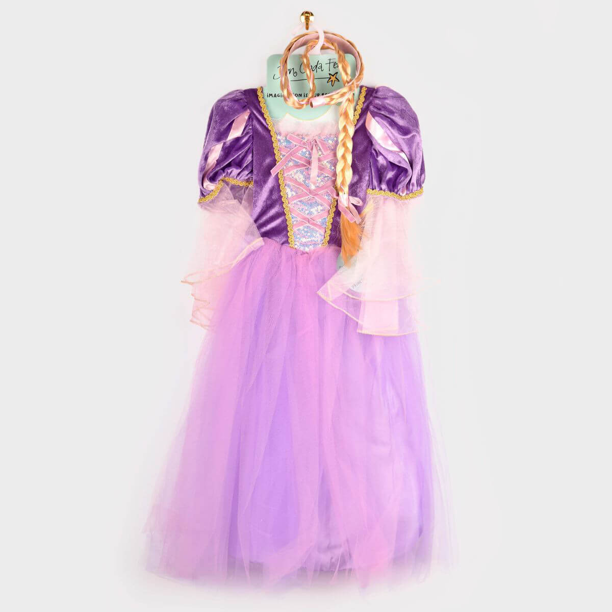Disfraz Rapunzel con trenza Den Goda Fen - Talla 6 - 8 años