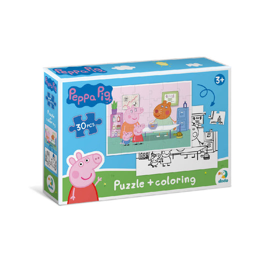 Puzzle 2 en 1 para colorear Peppa Pig Veterinaria (30 piezas)